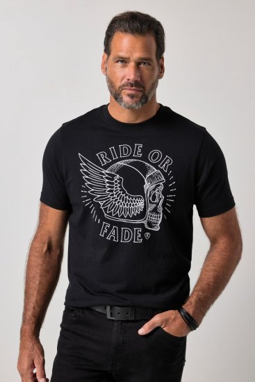 JP1880 851008 T-Shirt mit Brustprint Schwarz TALL - TALL T-shirts - Extra lange T-Shirts Herren