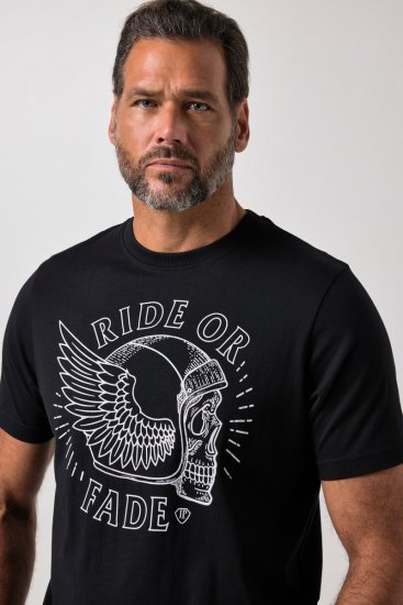 JP1880 851008 T-Shirt mit Brustprint Schwarz TALL - TALL T-shirts - Extra lange T-Shirts Herren