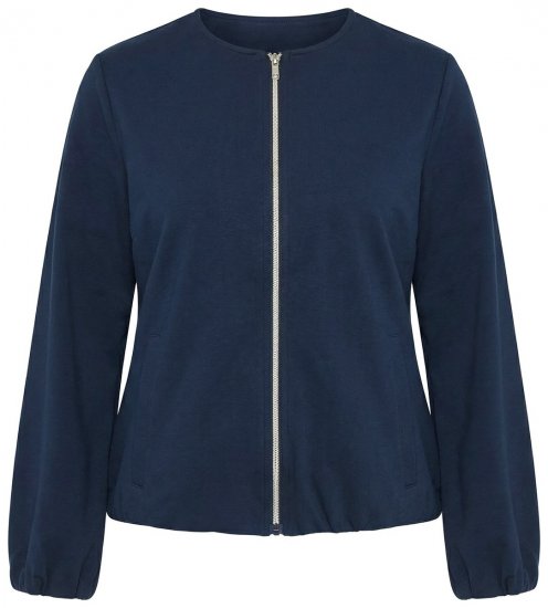 Ulla Popken 851040 Sweatjacke mit Reißverschluss Dunkelblau - Sweatshirts - Sweatshirts für Damen in großen Größen