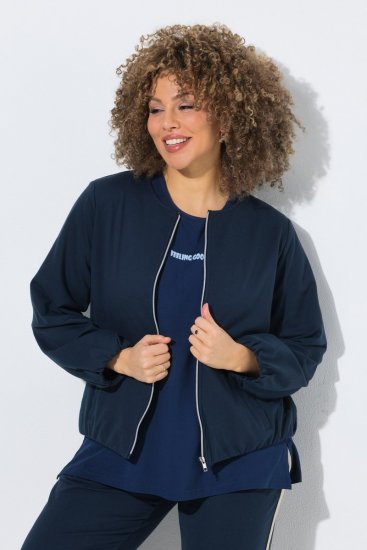 Ulla Popken 851040 Sweatjacke mit Reißverschluss Dunkelblau - Sweatshirts - Sweatshirts für Damen in großen Größen