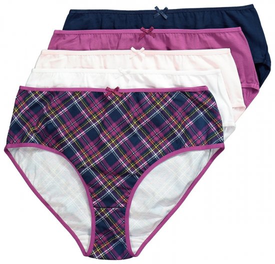 Ulla Popken 851070 Karierte Slips aus Bio-Baumwolle 5er-Pack Violett - Slips - 