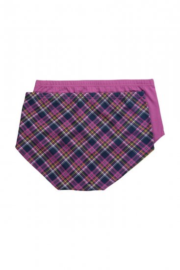 Ulla Popken 851071 Karierte Slips aus Bio-Baumwolle 2er-Pack Violett - Slips - 