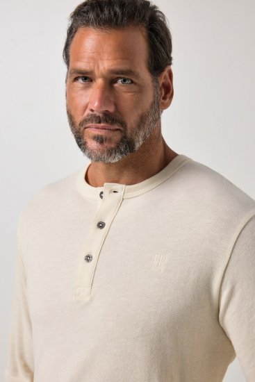 JP1880 851075 Langarm-Henleyshirt Sandgrau TALL - TALL T-shirts - Extra lange T-Shirts Herren