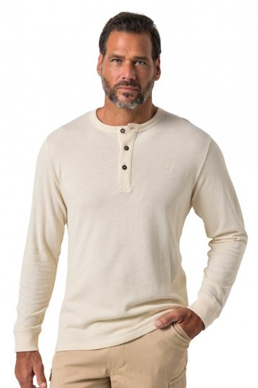 JP1880 851075 Langarm-Henleyshirt Sandgrau TALL - TALL T-shirts - Extra lange T-Shirts Herren