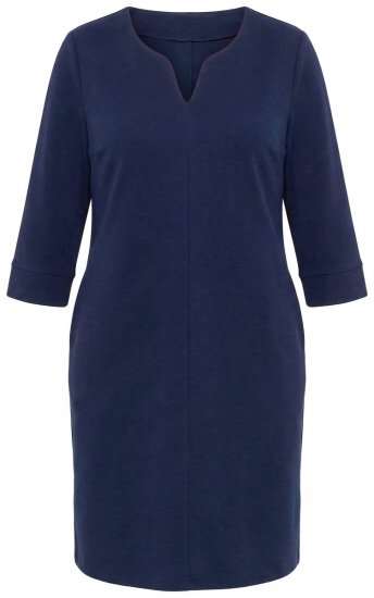 Ulla Popken 851220 Kleid mit 3/4-Ärmeln Dunkelblau - Kleider - Kleider für jede Größe