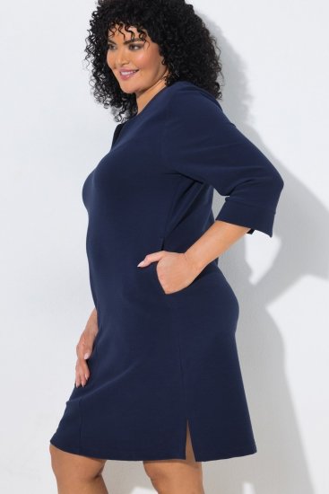 Ulla Popken 851220 Kleid mit 3/4-Ärmeln Dunkelblau - Kleider - Kleider für jede Größe