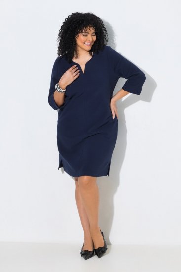 Ulla Popken 851220 Kleid mit 3/4-Ärmeln Dunkelblau - Kleider - Kleider für jede Größe