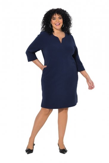 Ulla Popken 851220 Kleid mit 3/4-Ärmeln Dunkelblau - Kleider - Kleider für jede Größe