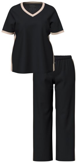 Ulla Popken 851245 Pyjama mit Streifen Schwarz - Pyjama/Loungewear - 