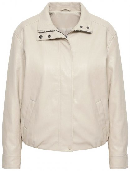 Ulla Popken 851329 Bikerjacke in Lederoptik mit Reißverschluss Taupe - Jacken - Große Jacken für Damen