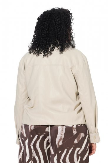 Ulla Popken 851329 Bikerjacke in Lederoptik mit Reißverschluss Taupe - Jacken - Große Jacken für Damen
