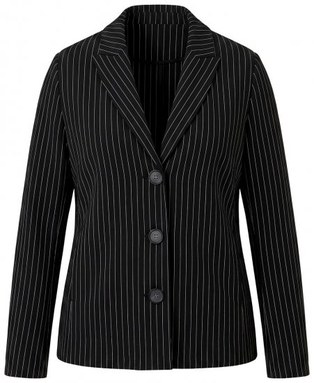 Ulla Popken 851341 Nadelstreifen-Blazer mit Stretch Schwarz - Blazer - Blazer für Frauen in Großgrößen