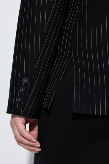 Ulla Popken 851341 Nadelstreifen-Blazer mit Stretch Schwarz - Blazer - Blazer für Frauen in Großgrößen