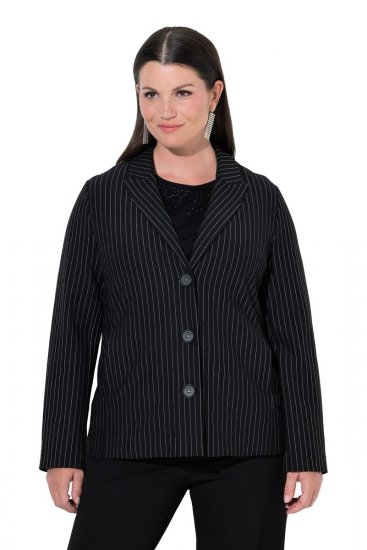 Ulla Popken 851341 Nadelstreifen-Blazer mit Stretch Schwarz - Blazer - Blazer für Frauen in Großgrößen