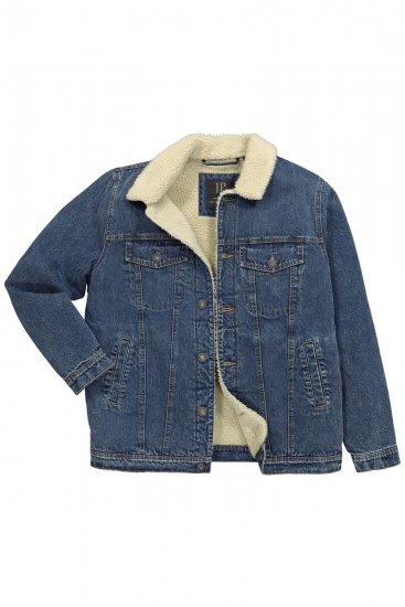 JP1880 851363 Jeansjacke mit Teddyfutter Denimblau - Herren jacken - Herren Jacken in großen Größen