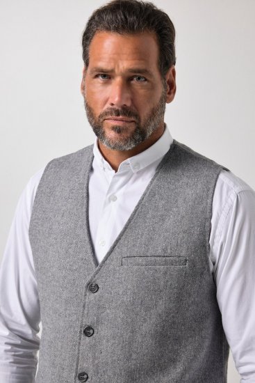 JP1880 851399 Weste aus Wollmischung mit Strickrücken Hellgrau - Herrenanzüge und -blazer - Herrenanzüge und -blazer in großen Größen