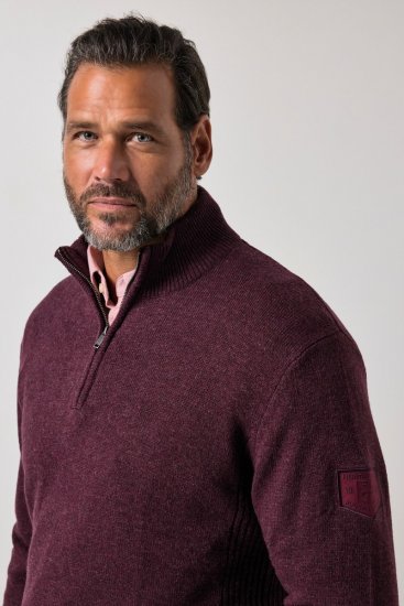JP1880 851428 Strickpullover mit Troyer-Reißverschluss Pflaume TALL - TALL sweatshirts - TALL Sweatshirts mit Extralänge