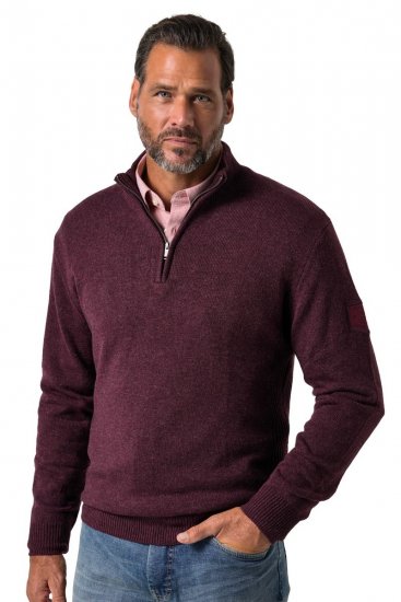 JP1880 851428 Strickpullover mit Troyer-Reißverschluss Pflaume TALL - TALL sweatshirts - TALL Sweatshirts mit Extralänge