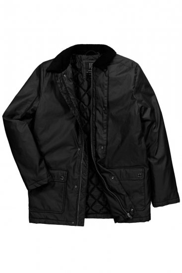 JP1880 851493 Gewachste Jacke mit Cordkragen Schwarz - Herren jacken - Herren Jacken in großen Größen