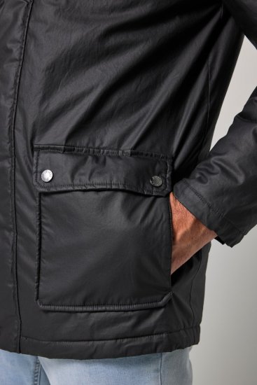 JP1880 851493 Gewachste Jacke mit Cordkragen Schwarz - Herren jacken - Herren Jacken in großen Größen