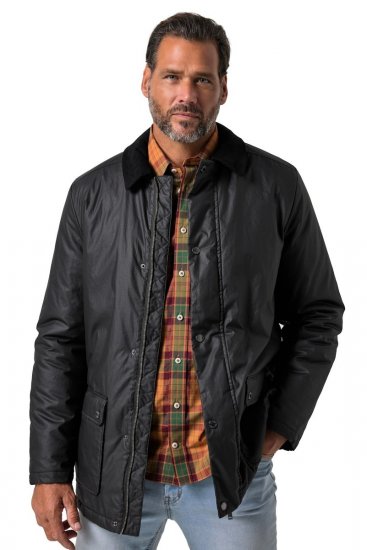 JP1880 851493 Gewachste Jacke mit Cordkragen Schwarz - Herren jacken - Herren Jacken in großen Größen