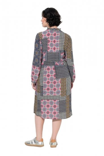 Ulla Popken 851546 Gemustertes Midikleid Senfgelb - Midikleider - Midikleider in großen Größen
