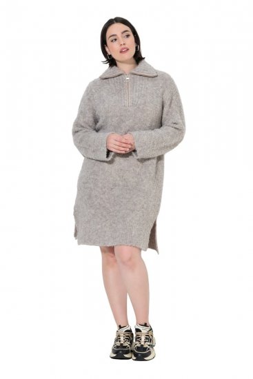 Ulla Popken 851563 Langärmliges Strickkleid Beige - Kleider - Kleider für jede Größe