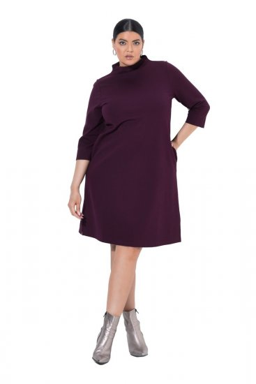 Ulla Popken 851664 Jerseykleid mit Rollkragen Pflaume - Kleider - Kleider für jede Größe