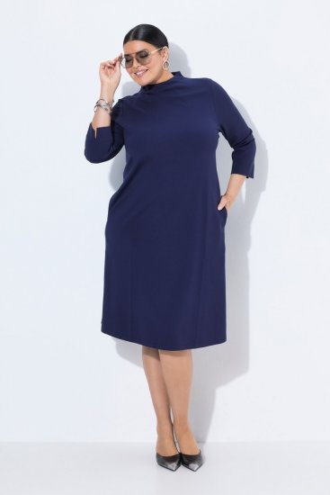 Ulla Popken 851664 Jerseykleid in A-Linie mit Taschen Dunkelblau - Kleider - Kleider für jede Größe