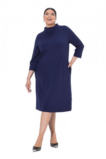 Ulla Popken 851664 Jerseykleid in A-Linie mit Taschen Dunkelblau - Kleider - Kleider für jede Größe