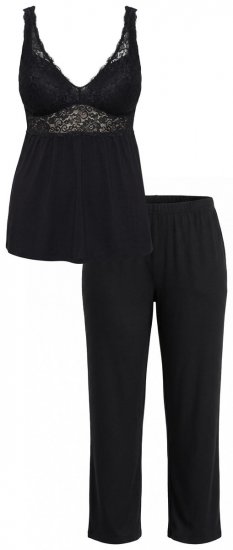 Ulla Popken 851693 Pyjama Schwarz - Pyjama/Loungewear - 