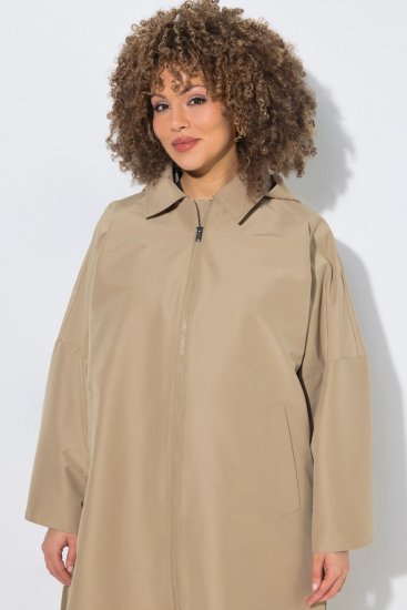 Ulla Popken 851764 Oversize-Mantel mit abnehmbarer Kapuze Sand - Mäntel - Große Größen: Mäntel für Damen