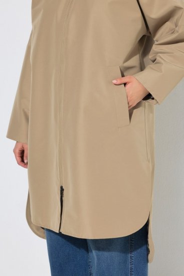 Ulla Popken 851764 Oversize-Mantel mit abnehmbarer Kapuze Sand - Mäntel - Große Größen: Mäntel für Damen