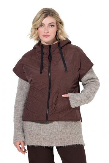 Ulla Popken 851785 Oversize-Steppweste mit Kapuze Braun - Westen - 