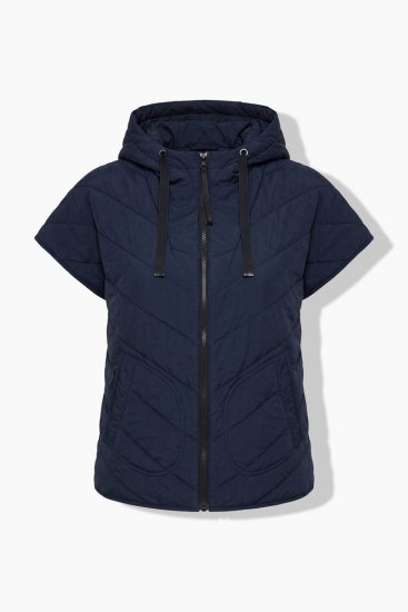 Ulla Popken 851785 Oversize-Steppweste mit Kapuze Dunkelblau - Westen - 
