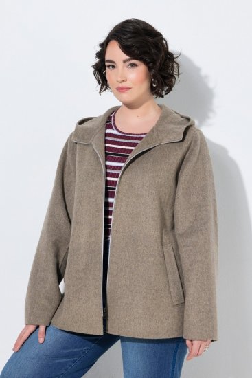 Ulla Popken 851788 Wollmantel Hellbraun - Mäntel - Große Größen: Mäntel für Damen