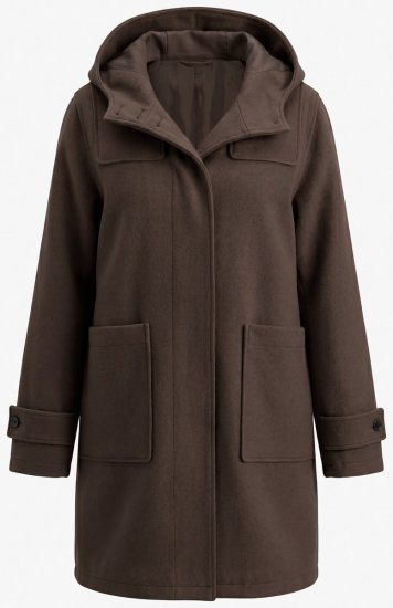 Ulla Popken 851803 Dufflecoat Dunkelbraun - Mäntel - Große Größen: Mäntel für Damen