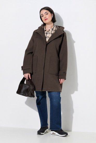 Ulla Popken 851803 Dufflecoat Dunkelbraun - Mäntel - Große Größen: Mäntel für Damen