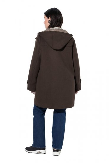 Ulla Popken 851803 Dufflecoat Dunkelbraun - Mäntel - Große Größen: Mäntel für Damen