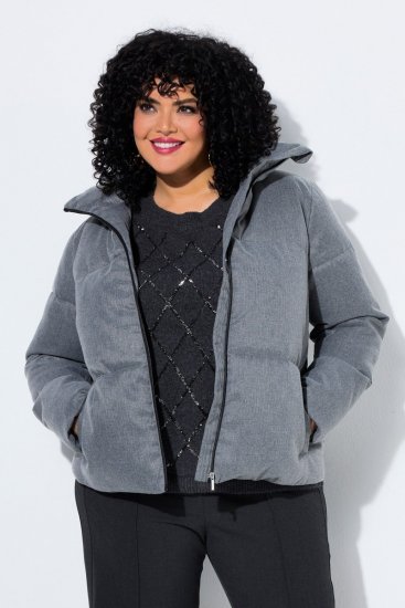 Ulla Popken 851854 Steppjacke Grau meliert - Jacken - Große Jacken für Damen