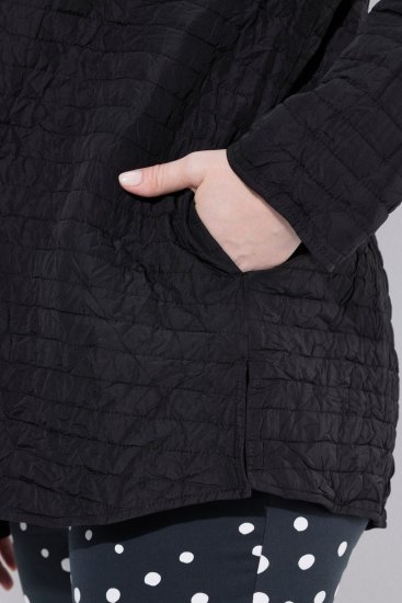 Ulla Popken 852076 Stepp-Crêpejacke mit Stehkragen Schwarz - Jacken - Große Jacken für Damen