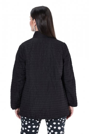 Ulla Popken 852076 Stepp-Crêpejacke mit Stehkragen Schwarz - Jacken - Große Jacken für Damen
