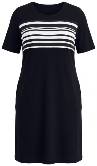 Ulla Popken 852079 Gestreiftes T-Shirt-Kleid Schwarz - Kleider - Kleider für jede Größe