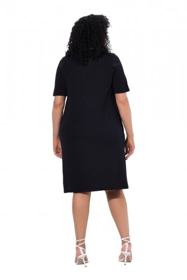 Ulla Popken 852079 Gestreiftes T-Shirt-Kleid Schwarz - Kleider - Kleider für jede Größe