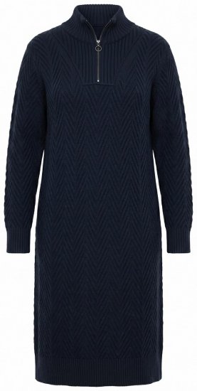 Ulla Popken 852121 Langärmliges Strickkleid mit Rollkragen Dunkelblau - Strickkleider -