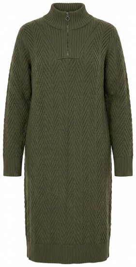 Ulla Popken 852121 Langärmliges Strickkleid mit Rollkragen Khaki - Strickkleider - 