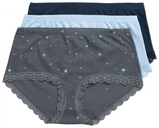 Ulla Popken 852249 Slips 3er-Pack Anthrazit - Slips - 