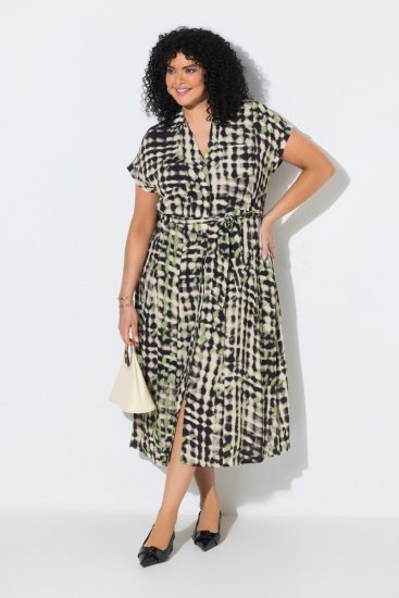 Ulla Popken 852257 Gemustertes Maxikleid Taupe - Maxikleider - Große Größen: Lange Maxikleider