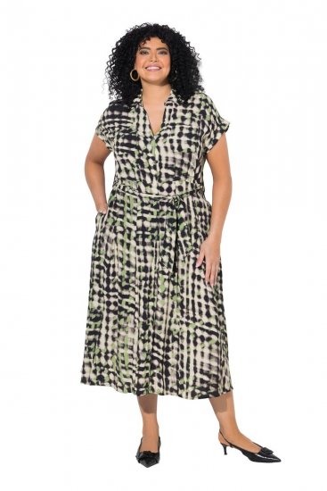 Ulla Popken 852257 Gemustertes Maxikleid Taupe - Maxikleider - Große Größen: Lange Maxikleider