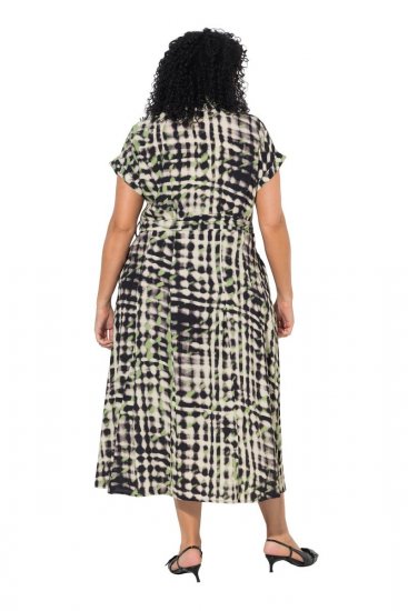 Ulla Popken 852257 Gemustertes Maxikleid Taupe - Maxikleider - Große Größen: Lange Maxikleider